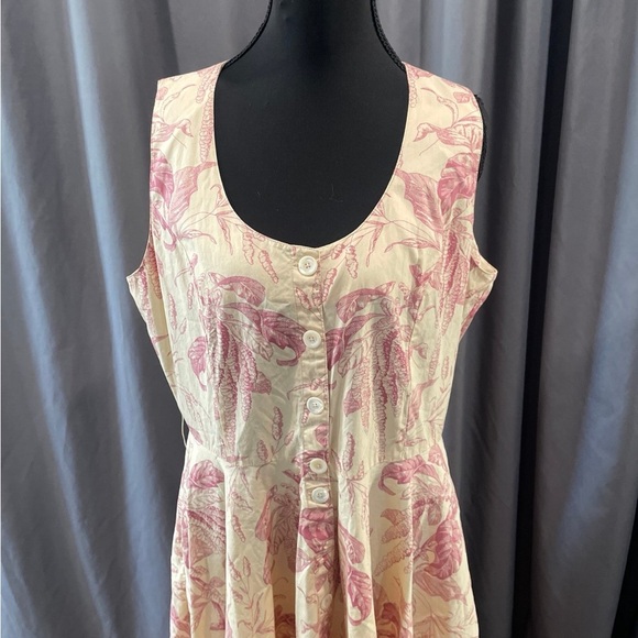 J. Peterman floral print sleeveless button-down maxi dress size 14. - Picture 2 of 5